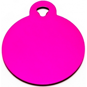 Engraved Large Pink Circle Dog Tag - Cat Tag